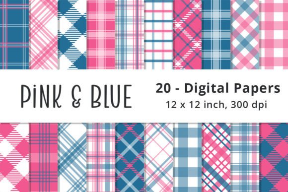 Download Pink and Blue Plaid Digital Pattern Pack - Plaid Collection